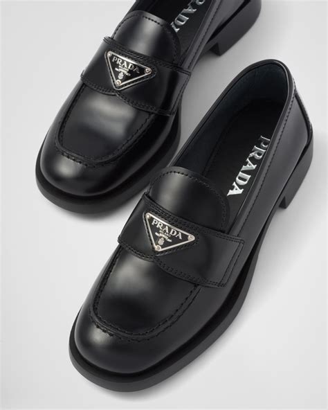 unlined brushed leather loafers prada